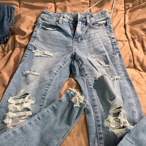 American Eagle Outfitters Ripped Light Blue Skinny Jeans